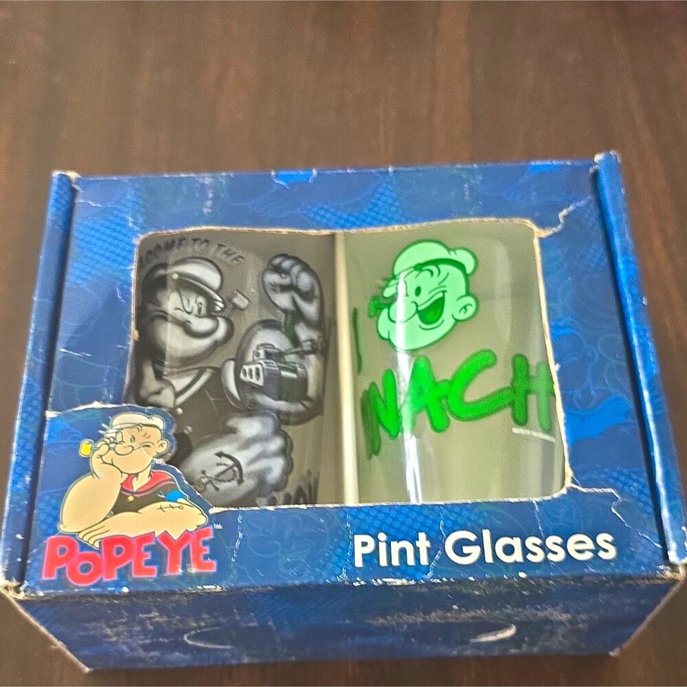 Popeye 16 fl oz Clear Decorated Pint Glasses Set - Animation Theme